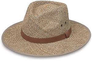 Wallaroo Hat Company Men’s Charleston Fedora – UPF 50+ UV Protection, Wide Brim Straw Sun Hat with Chin Strap, Adjustable Fit
