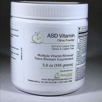 Amazon Com Asd Vitamin Powder Citrus Flavor For Children With Autism Spectrum Disorder Multiple Vitamin Mineral Trace Element Supplement 5 8 Oz Health Personal Care