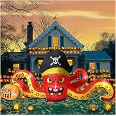 7.6 FT Halloween Inflatable Pirate Octopus, Horror Octopus Catching Pumpkin Inflatable Decoration, Halloween Blow Ups Build-in LED Inflatables Outdoor Decorations for Yard Lawn Garden Halloween Party