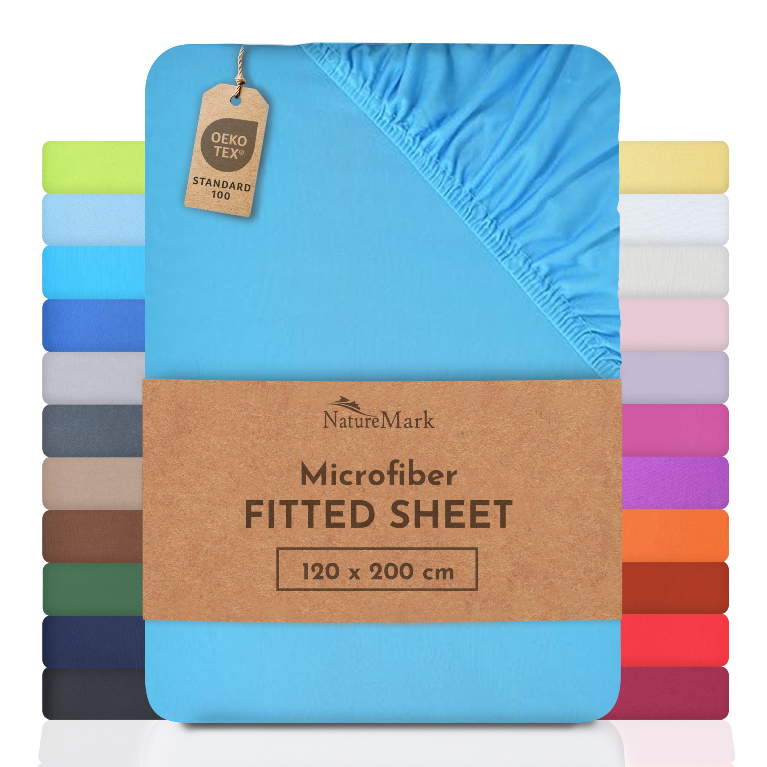 NatureMark Microfiber Fitted Sheet – Soft, Breathable & Comfortable – With Elastic Band – 120 x 200 cm – Turquoise — image 1