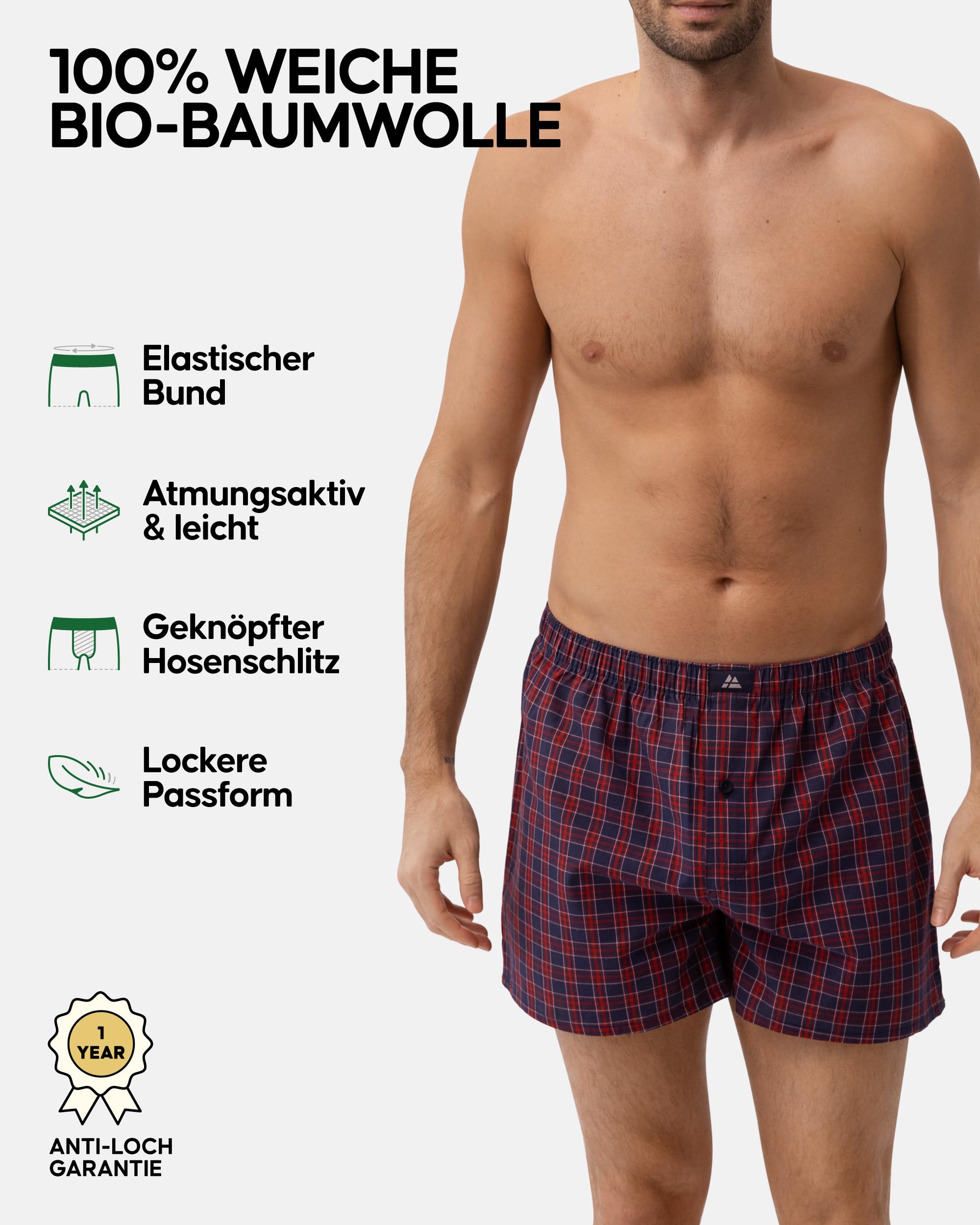 DANISH ENDURANCE American Boxershorts, 4er & 6er Pack, Blau/Rot, L 2