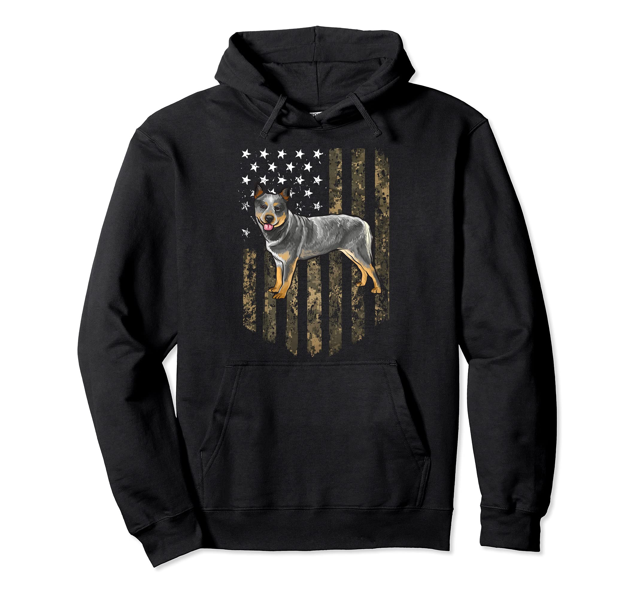 Camo American Flag Australian Cattle Dog 4th Of July USA Pullover Hoodie