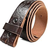 Cowboy Cowgirl Western Tooled Floral Embossed Full Grain Genuine Leather Belt Strap 1-1/2"(38mm) Wide