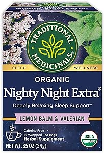 Traditional Medicinals Organic Nighty Night Extra Tea With Valerian Root for Relaxation, 16 Tea Bags (Pack of 1)