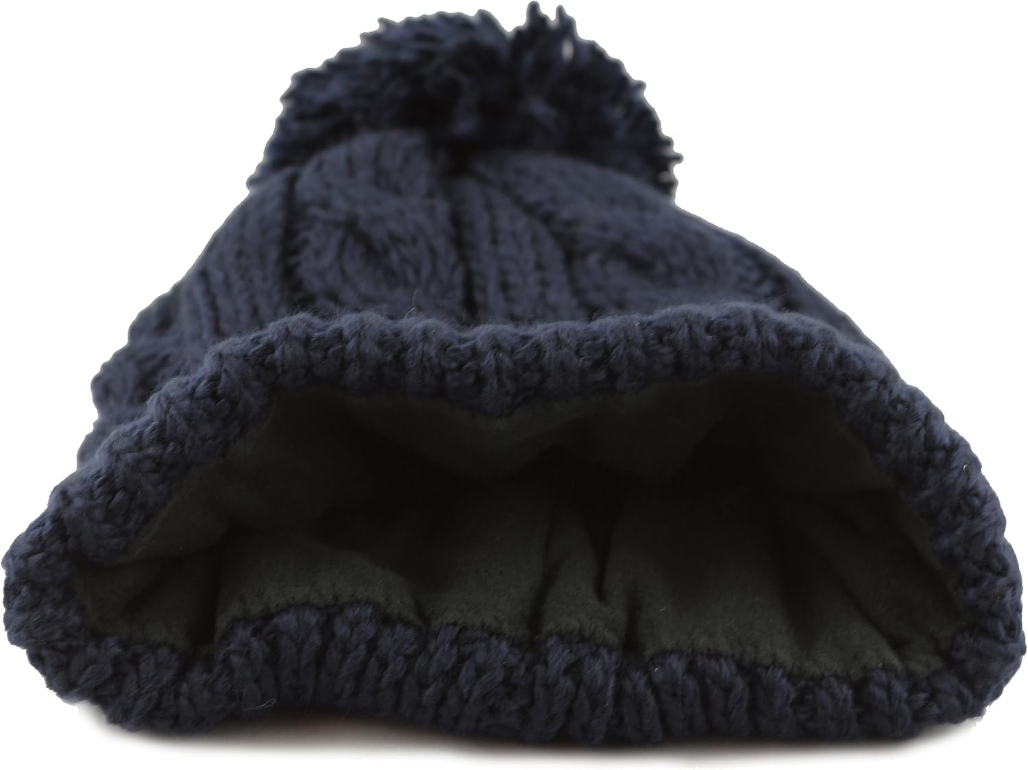 The Hat Depot Winter Thick and Warm Pom Pom Fleece Lined Skully Knit Beanie Hat (Navy) at  Women’s Clothing store