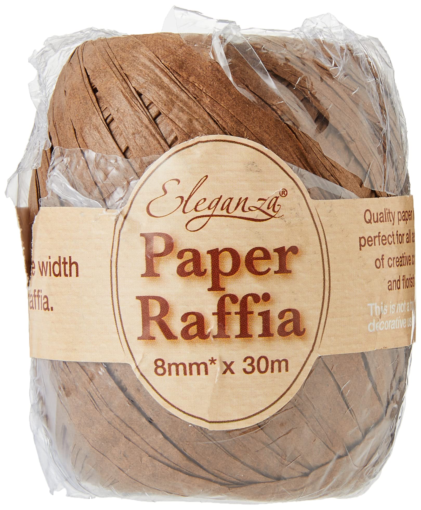 Eleganza Paper Raffia 8mm x 30m No.58 Chocolate, Brown