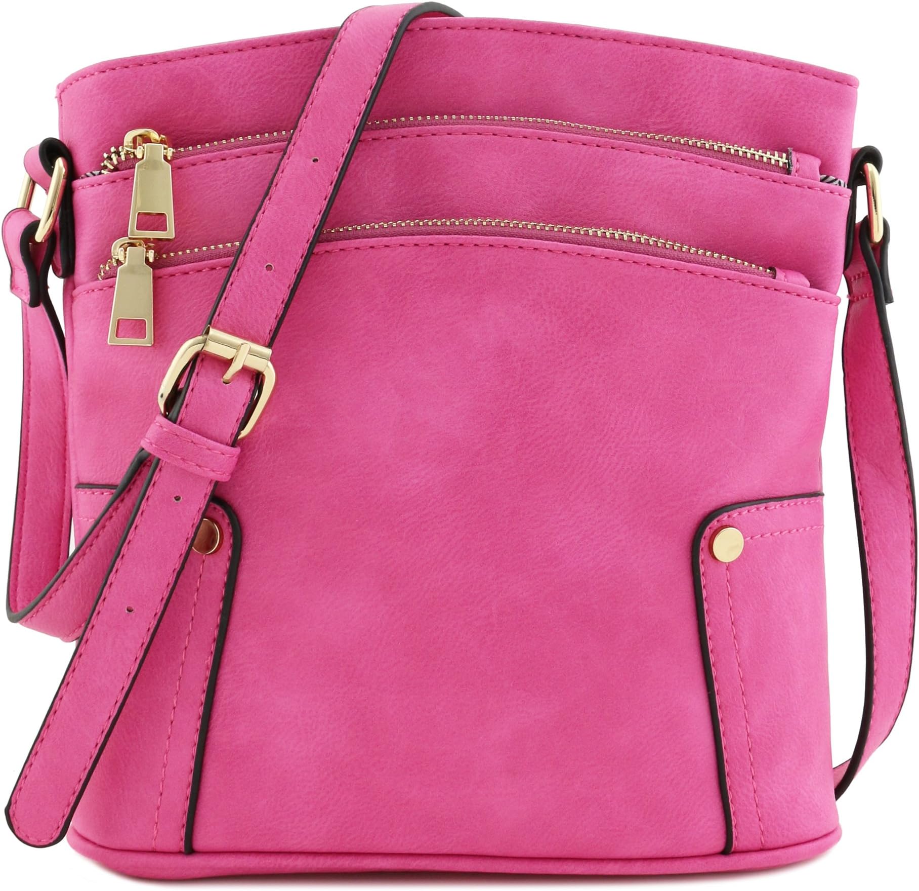FashionPuzzleTriple Zip Pocket Medium Crossbody Bag