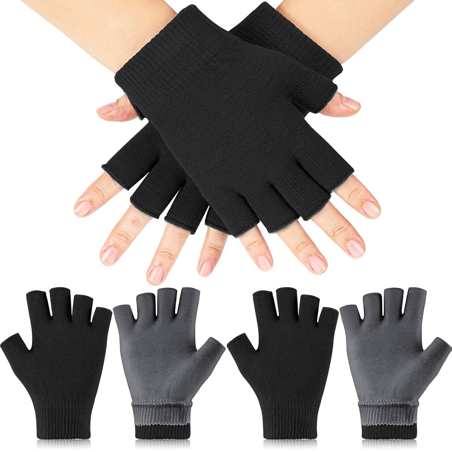 2 Pairs Moisturizing Gloves Hand Gloves Fingerless