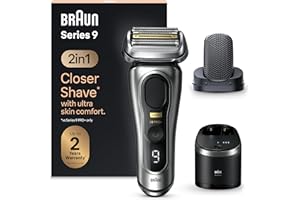 Braun Series 9 PRO+ Electric Razor for Men, 5 Pro Shaving Elements and Shave-Preparing ProComfort Head for Closeness & Skin Comfort, 6in1 SmartCare Center, Wet or Dry Shaver, Charging Stand, 9597cc