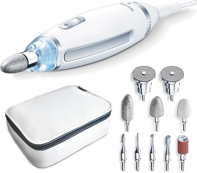 Beurer MP 62 Electric Manicure Pedicure Set with 10 Tips LED Light Storage Bag