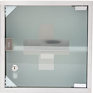 Mack Medizinschrank Arzneischrank Medikamentenschrank Hausapotheke aus Edelstahl, 30 x 30 x15cm „Tip –on“ Automatik, Montagematerial und 2 Schlüssel Inclusive, 2 Fächer