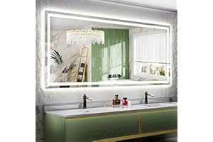 YEELAIT 88x38 Inch LED Bathroom Mirror with Lights Front and Backlit Lighted Vanity Mirror for Bathroom Wall with 3 Colors Dimmable Anti-Fog Memory Shatter-Proof IP54 Waterproof Horizontal/Vertical