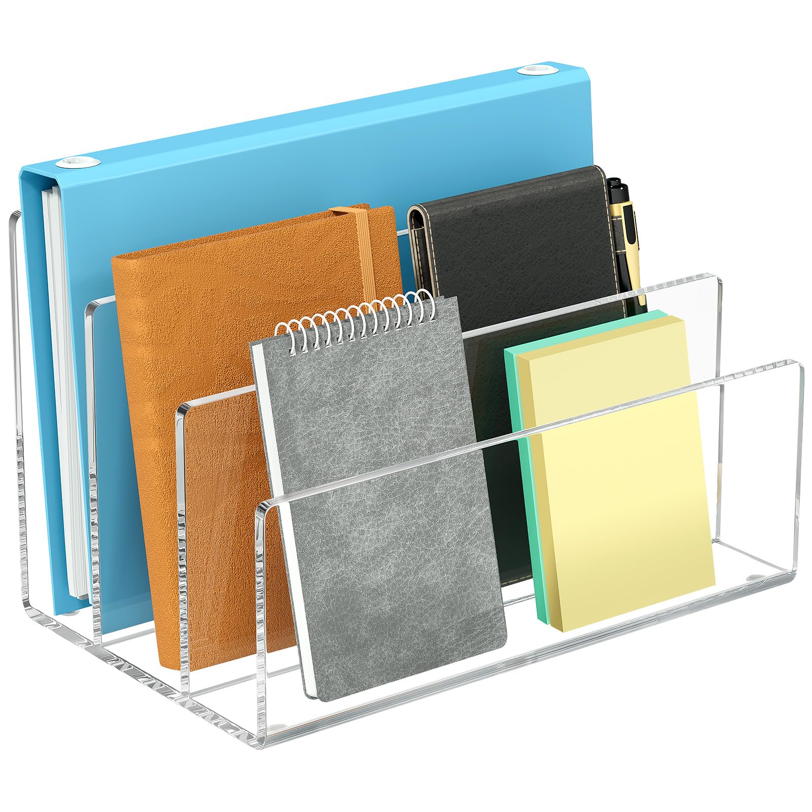 Photo 1 of KTRIO 3 Section Mail Organizer Letter Holder for Desk, Vertical 3 Compartments Acrylic File Holder, File Sorter Desk Organizer for Envelopes and Electronics Office Supplies, Clear