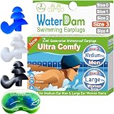 WaterDam WaterDam Ultra Comfy Swimming Ear Plugs Medium Large White Blue Black view 1