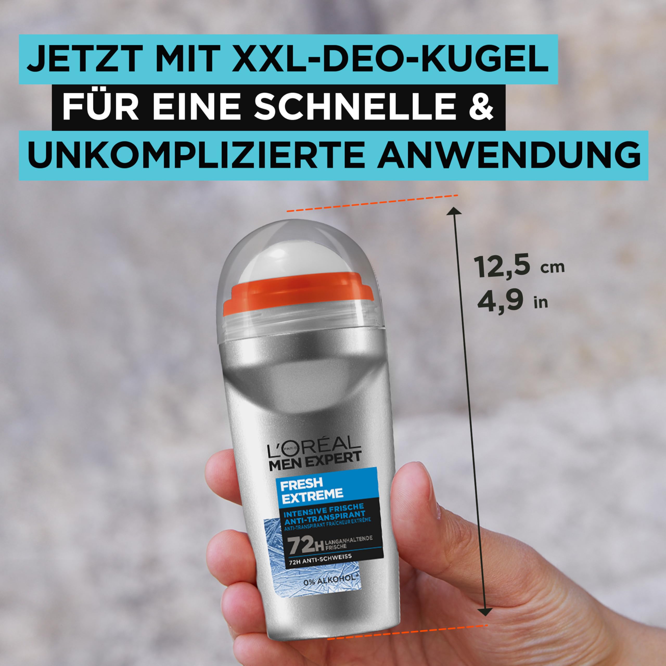L'Oréal Men Expert Kühlendes Deo für Männer, Intensiver Deoroller gegen Geruchsentwicklung für 72 Stunden, Ultra Cooling Effekt, Fresh Extreme, 6 x 50 ml 6