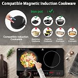 AAOBOSI Double Induction Hob Induction Cooker 2800W Dual Zone Portable Glass view 6