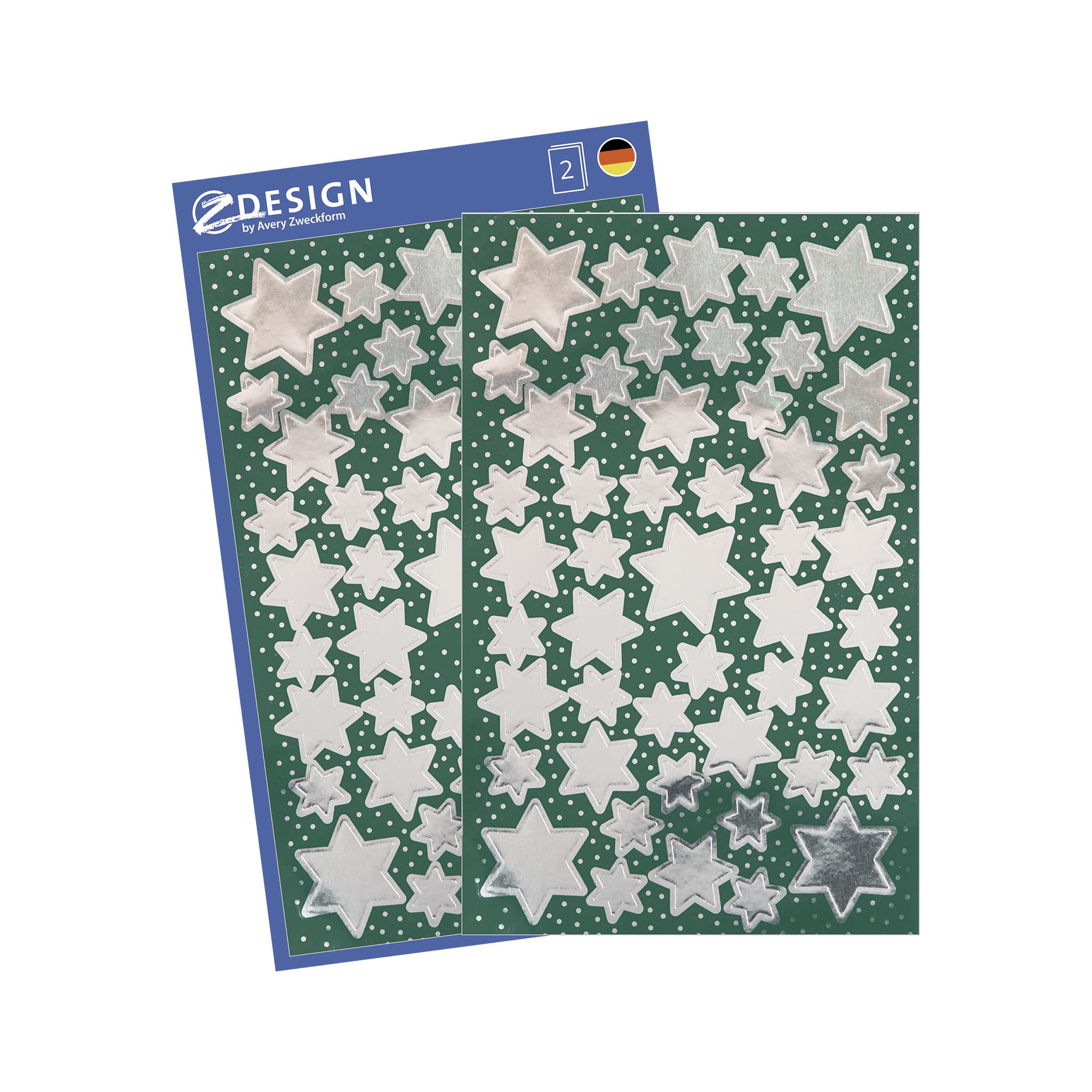 Avery Zweckform 52771 Christmas Stickers, Pack of 36 Special Material Sterne Silber 96 Stück