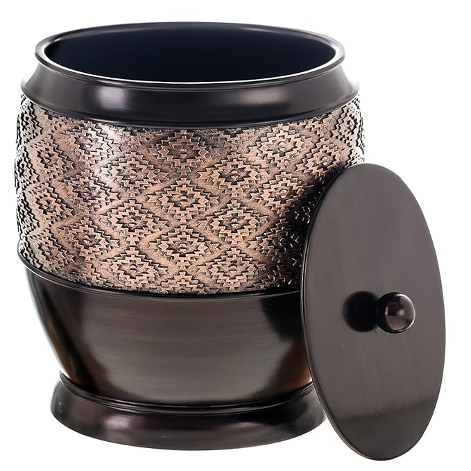 Dublin Small Trash Can with Lid Decorative Waste Basket, Durable