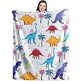 Wajade Toddler Fleece Dinosaur Blanket for Boys, Soft Throw Blanket with Dinosaur Print, Birthday Christmas Halloween Decor for Children, 50"x60"