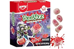 AMOS Halloween Peelerz Body Parts Gummies Candy - Party Treats & Trick or Treat Favors for Kids, Fun Snacks for Adults, Individually Wrapped Pieces, 240g (8.47oz) Bag