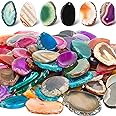 Nuenen 50 Pcs Agate Slice Crystals Bulk Polished Light Table Slices Irregular Healing Crystals Geode Stones Drilled Geode Slab Cards Natural Pendants for Jewelry Making DIY(Large)
