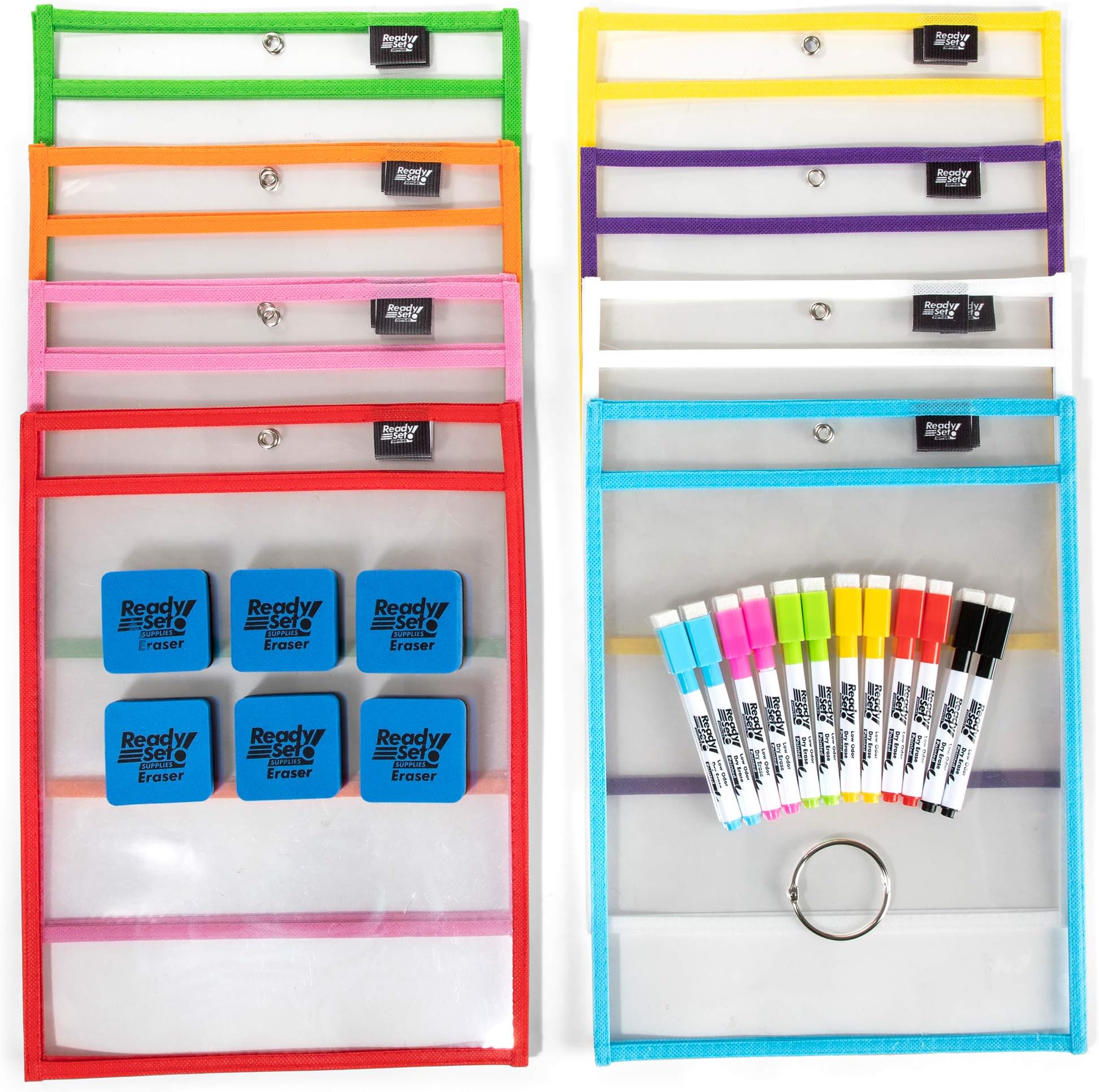 [15 Pack] 10x14 Premium Reusable Dry Erase Pockets with Unlimited WORKSHEETS & Free Bonuses. Each Heavy Duty Dry Erase Pocket Ideal for Office, School Supplies, Classroom Supplies by ReadySet