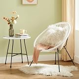 SONGMICS Garden Patio Set 3 Pieces Acapulco Chair Glass Top Table White view 8