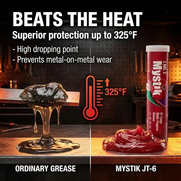 MYSTIK JT-6 HIGH TEMP GREASE TUBES FOR GREASE GUN, MULTI PURPOSE RED LITHIUM COMPLEX, NLGI 2, WHEEL BEARING GREASE, 14 OZ, 10 PACK