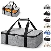 Coobiiya Insulated Casserole Carrier,Lasagna Lugger Tote Keeps Food Hot or Cold,Thermal Lunch Bag Warmer & Cooler Carrier Bag,Portable Tote Bag Fits 9" x 13" Baking Dish for Picnic and Cookouts