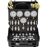VEVOR Hydraulic Pressure Test Kit, 10/100/250/400/600bar, 5 Gauges 13 Couplings 14 Tee Connectors 5 Test Hoses, Excavator Hyd