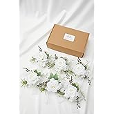 Meldel Wrist Corsage for Wedding, Set of 6, Elegant Artificial White Rose Pearl Wristband Wrist Corsage for Prom Homecoming Party, Perfect Accessories for Bride Bridesmaids, Mother of Bride and Groom