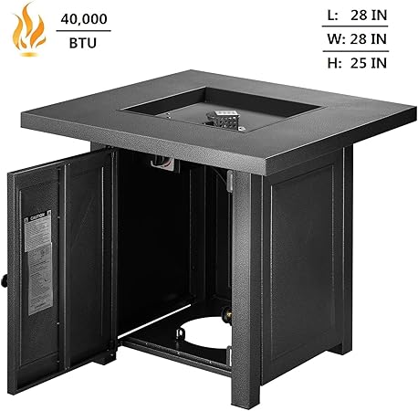 Amazon Com Leisurelife Gas Fire Pit Table With Volcanic Stone For