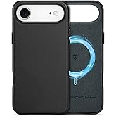 SHIELDON Genuine Leather Case for iPhone Air 6.5" 2025 | Compatible with Magsafe, Magnetic Wireless Charging, Anti-Scratch, Shockproof, Metal Buttons, Camera Bezel, Protective Phone Cover - Black