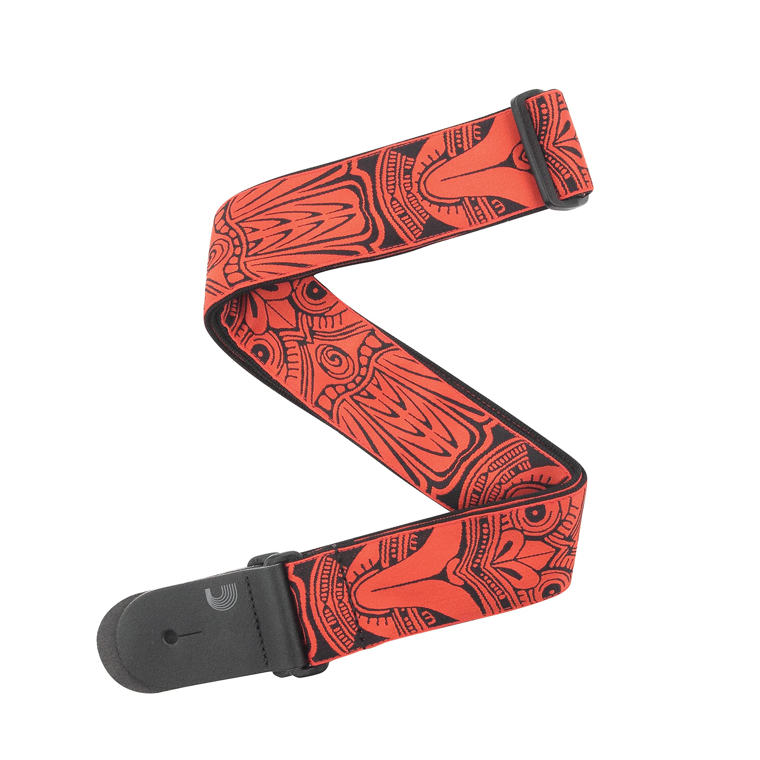 D'Addario Guitar Strap - Guitar Accessories - Electric Guitar Strap, Acoustic Guitar Strap, Acoustic Electric Guitar Strap & Bass Guitar Strap - Tiki Mask - Red - 2" Wide