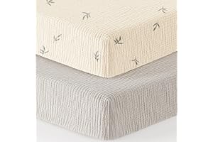 Muslin Pack and Play Sheets Fitted 100% Cotton Mini Crib Sheets for Pack N Play Playard Mattress 38”x26” Snug Crib Mattress C
