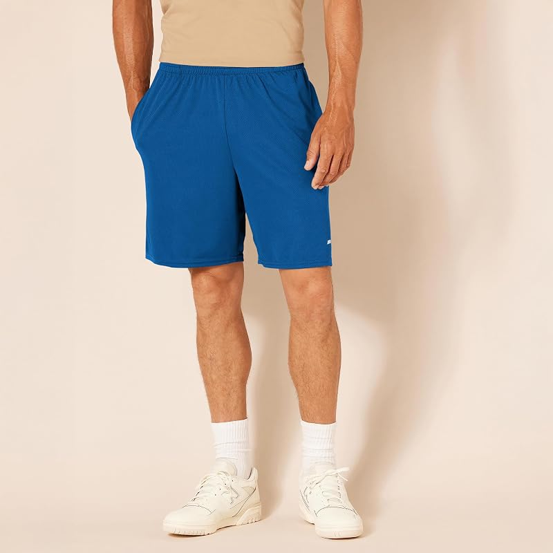 Calções desportivos de basquetebol masculino, largos, cintura elástica, respiráveis, absorventes de humidade, pack de 2, fluorescente azul/verde-lima, M