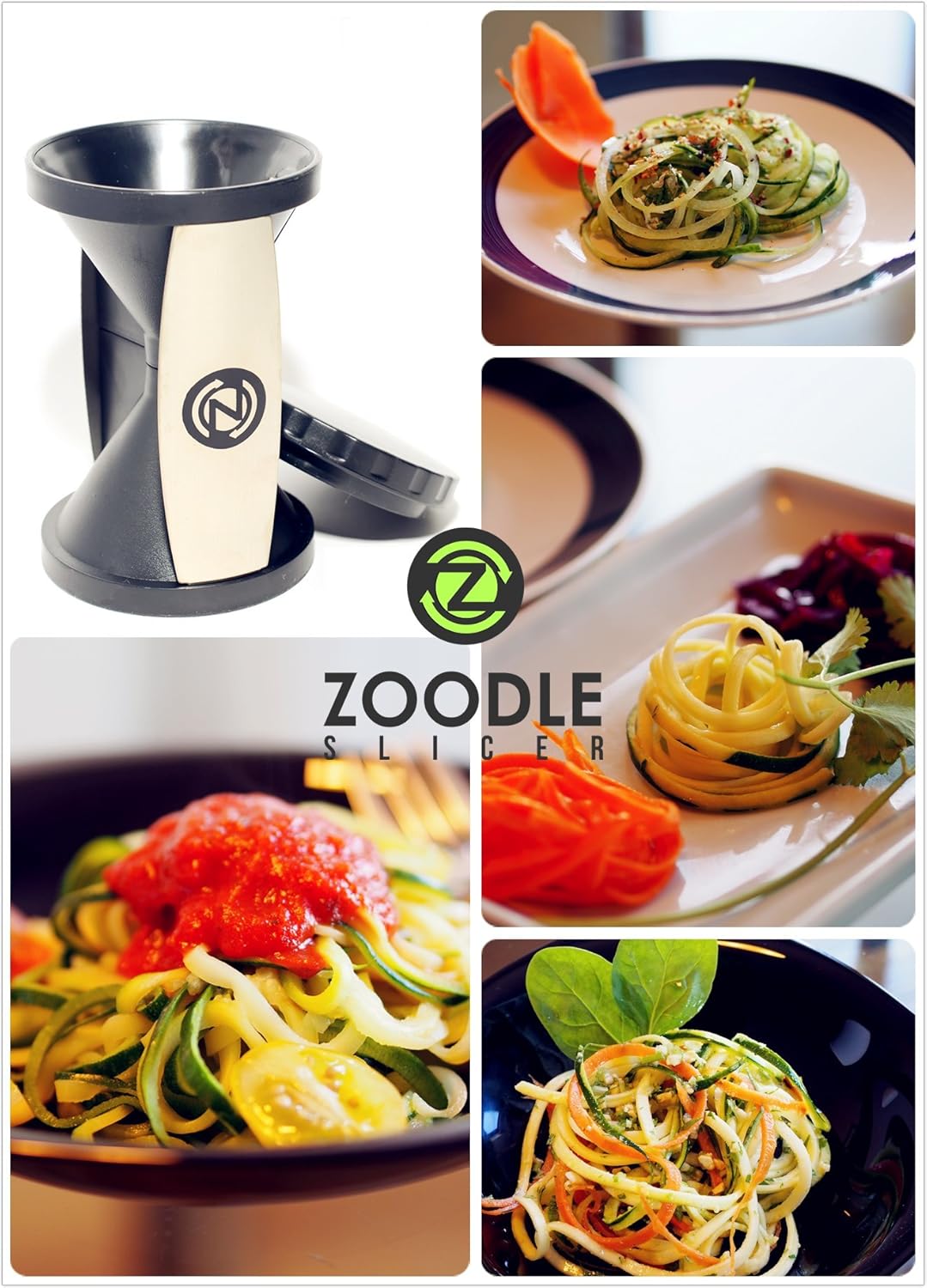 The Original Zoodle Slicer - Complete Vegetable Spiralizer, Spiral Slicer Bundle (With Cleaning Brush, Peeler & Recipe eBook) (HandHeld): Kitchen & Dining