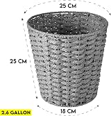 Zuvo Round Wicker Waste Paper Bin Grey 25x25x18 cm view 2