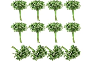 PATIKIL Mini Artificial Pip Berry Picks Bunch, 144Pcs Fruit Flower Stamens for Craft DIY Wreaths Wedding Floral Arrangements Decoration, Army Green