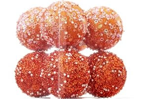 CHRISWISH Orange Christmas Ball Ornaments, Christmas Ball Decorations Shatterproof Plastic Hanging Pearl Balls for Holiday Party(90mm/3.54", 8ct)