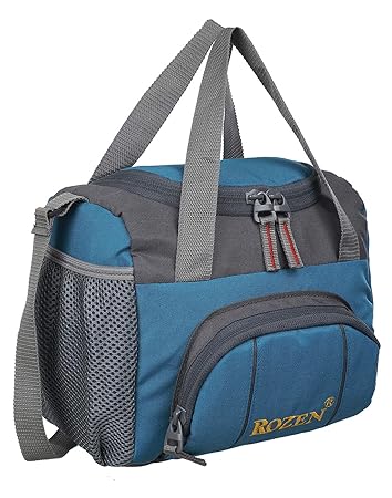 Rozen Nylon Lunch Bag for School/Picnic (Firozi)