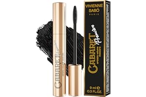 Vivienne Sabó Cabaret Premiere Black Mascara, Volume and Length, Defining, Curling, No Flaking, No Clumping, Smudge Proof, Washable, Cruelty-Free, Made in Europe, (01 Black), 0.3 Fl Oz, 1 Pack