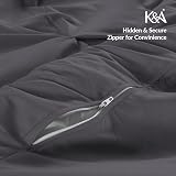 K&A Pintuck Pinch Pleat Duvet Cover Set King Grey 220x230 with Pillowcase view 5