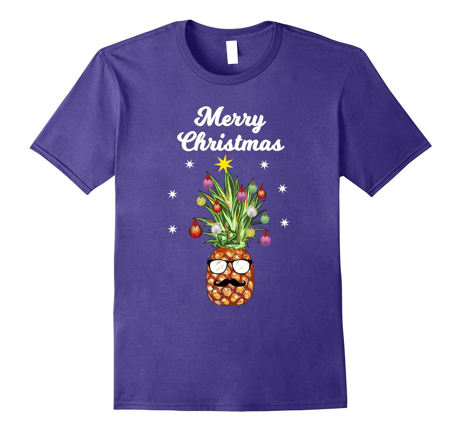 Pineapple Tree Merry Christmas T-Shirt Santa Claus Reindeer-ANZ