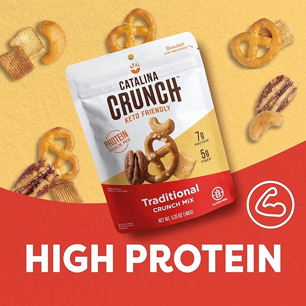 CATALINA CRUNCH PROTEIN SNACK MIX – 10G PROTEIN, 1G SUGAR PER SERVING – GOOD SOURCE OF FIBER, KETO, GLUTEN FREE – TRADITIONAL, 5.25 OUNCE BAG (PACK OF 1)