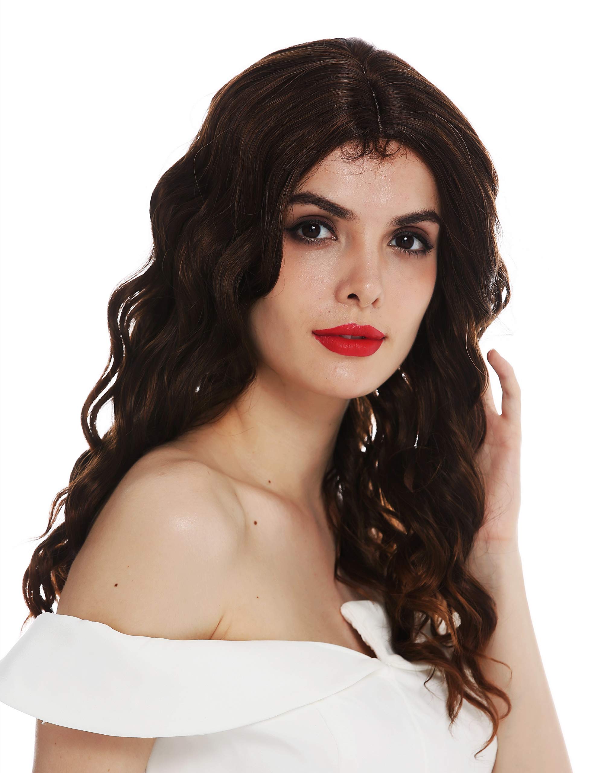 WIG ME UP - VK-9-2T30 wig women's wig long wavy middle parting with hair line chestnut brown mix