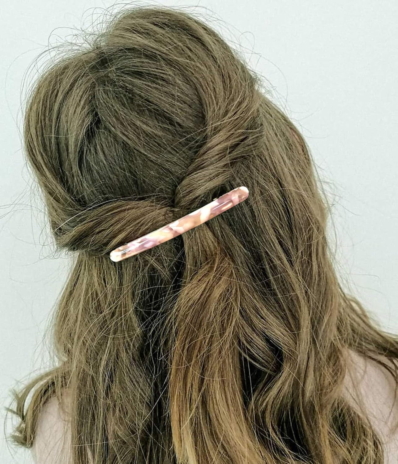 4 Pcs Skinny Hair Barrettes for Women, Colorful Small Barrette Clips for Thin Fine Hair, Celluloid Automatic French Hair Clips for Women Ladies : Beauty