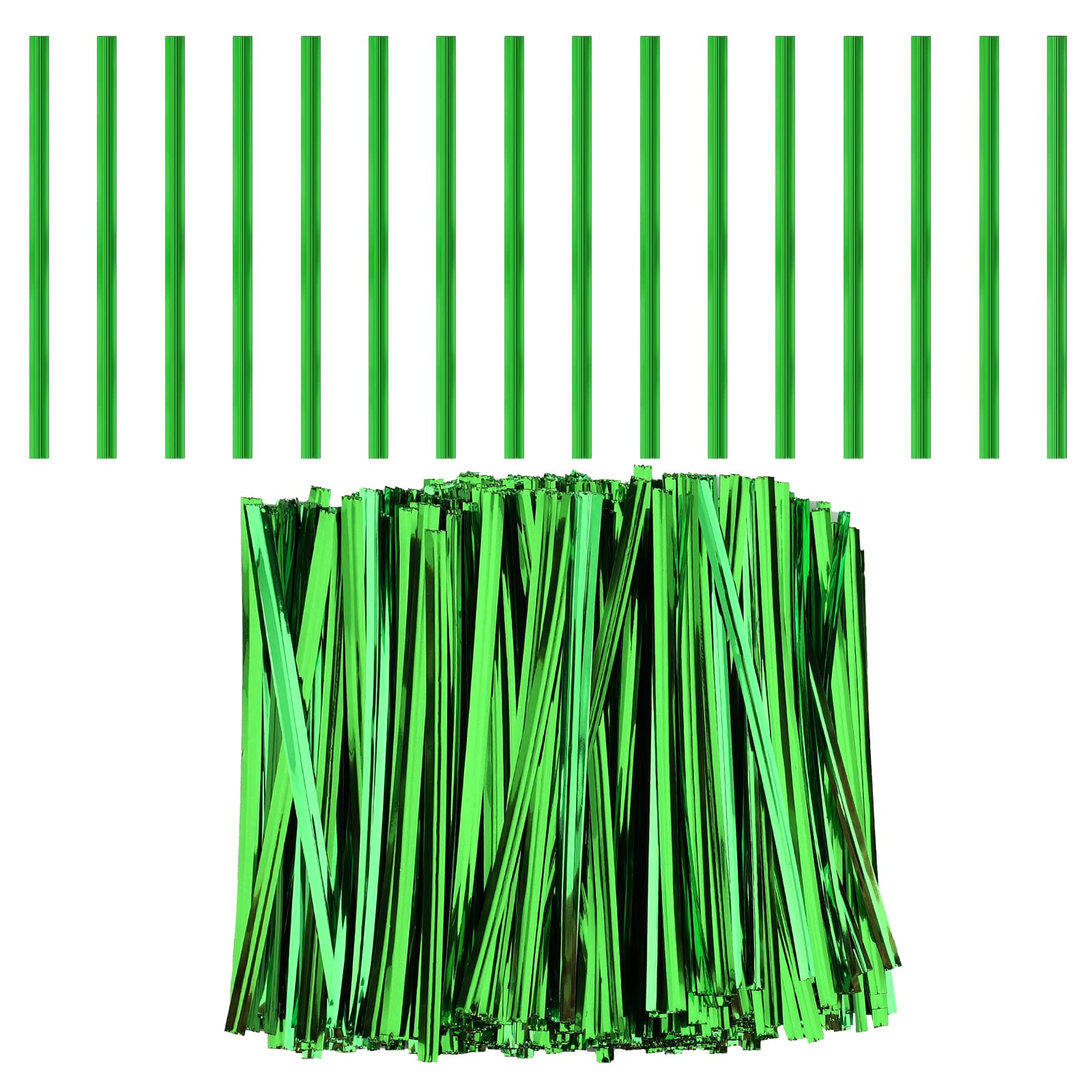LUTER 750pcs 4 Inch Metallic Twist Ties, Reusable Bag Ties Plastic Bread Twist Tie for Treat Bags Coffee Bags Snacks Cake Pops Party Favors (Green),Embellishment Christmas Atmosphere