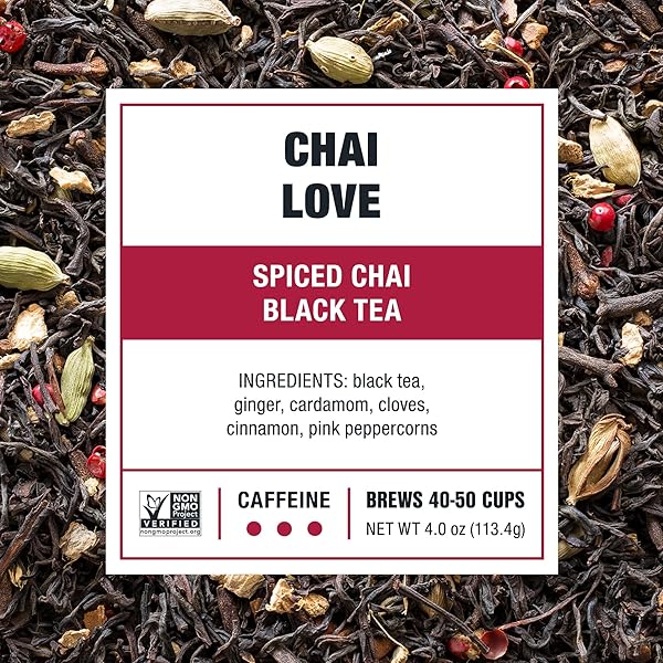 TIESTA TEA – CHAI LOVE, LOOSE LEAF, SPICED CHAI BLACK TEA, PREMIUM BLEND, HIGH CAFFEINATED, MAKE HOT OR ICED & BREWS UP TO 50 CUPS, 4 OUNCE REFILLABLE TIN