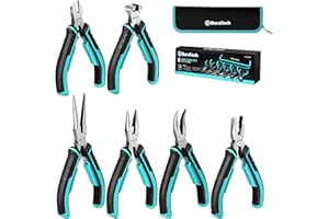 DURATECH Mini Pliers Set, 6PCS Jewelry Pliers Set, CRV Construction, Includes Needle Nose, Diagonal, Long Nose, Bent Nose, End Cutting and Linesman Pliers, for Making Crafts, Repairing Electronic